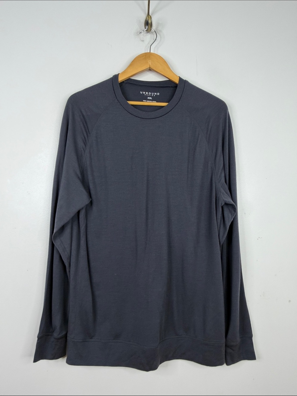 Unbound Merino Shirt Mens XXL Dark Gray Merino Wool Jersey Long Sleeve Crew
